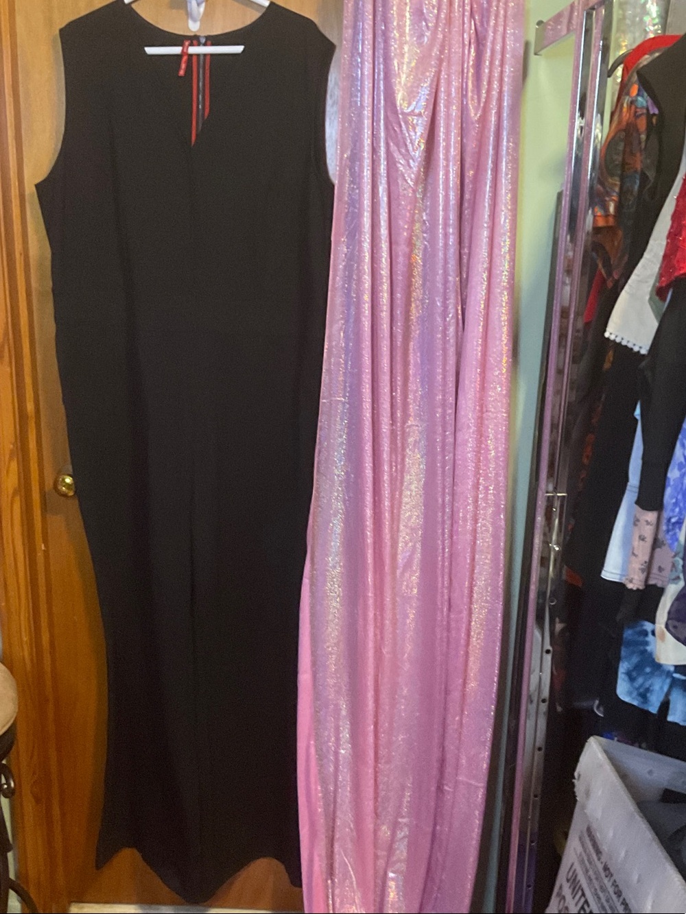 02 - SPANX Black Sleeveless Maxi Jumpsuit with Red Neck Tie